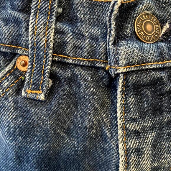 Vintage Levi's Orange Tab 517 Shorts High Rise Whiskering Medium Wash Blue 33" - Picture 3 of 4